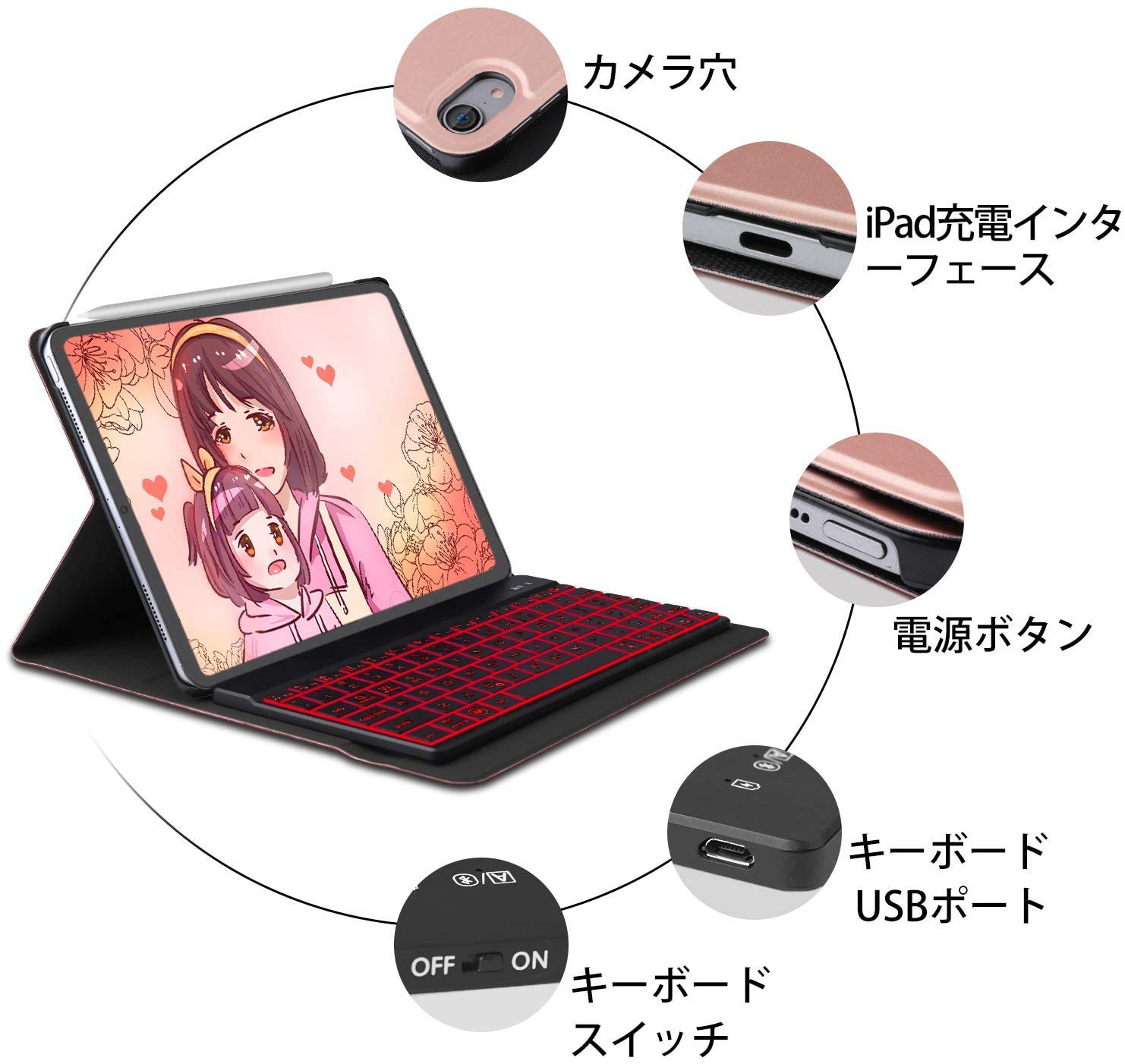 Amazon.co.jp: [2024年最新型] 7色バックライト iPad Air 第5世代
